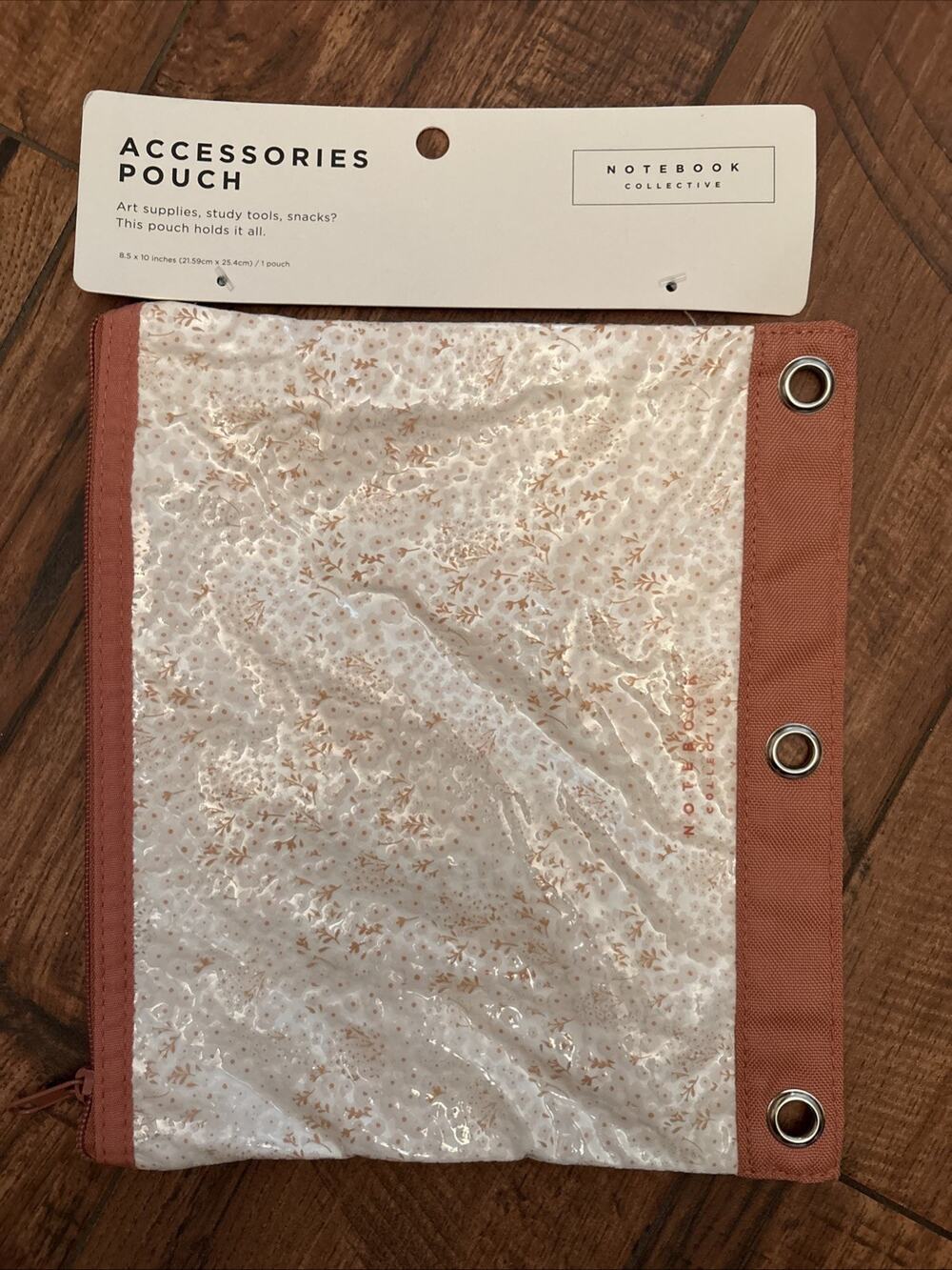 Notebook Collective Floral Accessories Pouch Zipper With 3 Grommets
